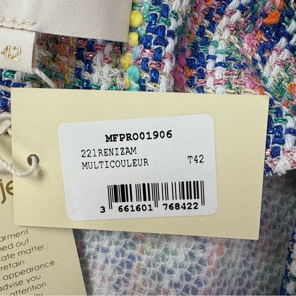 NEW Maje Renizam Multicolor Tweed Short Sleeve Dress Size 10 - Picture 10 of 13